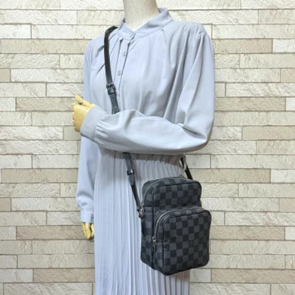 Louis Vuitton Shoulder Bag Black Canvas Rem Black Damier Graphite